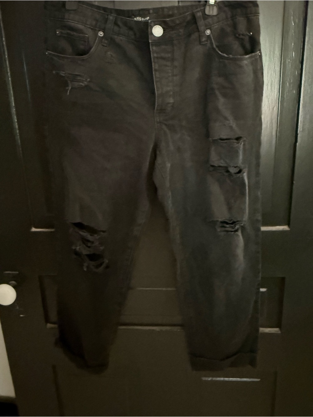 STS Blue Black Denim Jeans with Logo Button